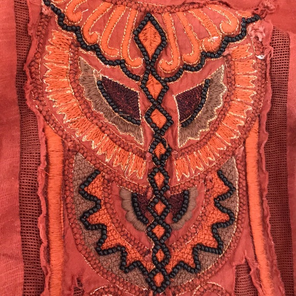 Free People beaded embellished tank open boho mesh - Picture 3 of 7